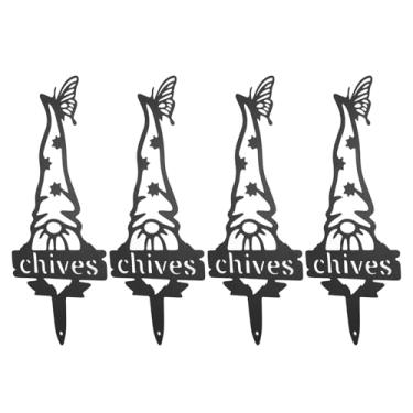 Imagem de Conjunto de Marcadores de Plantas para Gnomos de Jardim, 4 Estacas de Metal para Jardim, Pinos de Frutas e Vegetais, Plugues de Ferrugem, Decoração de Jardim para Frutas,