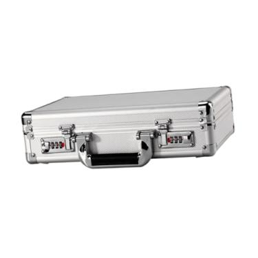 Imagem de Generic Maleta de transporte em liga de alumínio com alça e trava com senha, maleta portátil de alumínio com trava para ferramentas ao ar livre, Prata com Esponja