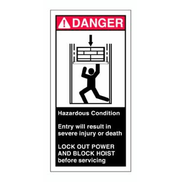 Imagem de Brady Etiqueta de segurança de poliéster autoadesiva 96179, vermelho/branco em preto, 15 cm de altura x 7,6 cm de largura, legenda "Entrada de condições perigosas resultará em ferimentos graves ou