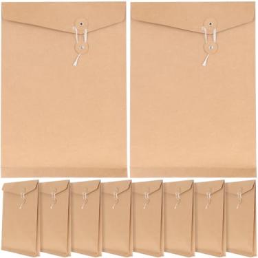 Imagem de OHPHCALL Envelopes Para Pastas De Documentos Pacote Com 10 Unidades Suporte Para Arquivo De Papel Kraft Com Amarração De Corda Tamanho A4 Envelopes Para Material De Escritório