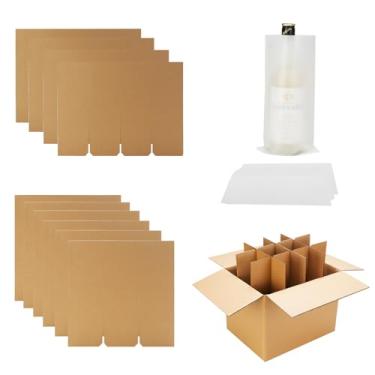 Imagem de XPERIA BOX Conjuntos de Kits de Divisórias de Vidro para Caixas de Mudança, Caixas de Embalagem de Pratos de Vidro com 24 Bolsas de Espuma para Copos, Caixas de Embalagem de Taças (, Marrom)