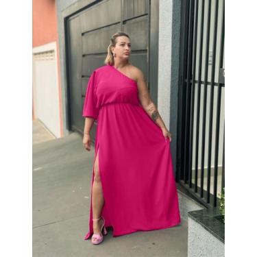 Imagem de Vestido Longo Plus Size Mula Manca Manga Curta Com Fenda Lateral Taman