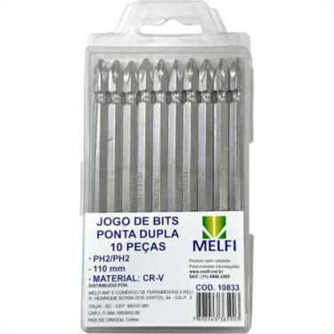 Imagem de Ponteira Para Parafusadeira Melfi Ponta Dupla Phillips 110Mm Com 10 Pe