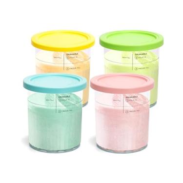 Imagem de Cicano Pacote com 4 canecas e tampas ninja creami deluxe, copos xl tamanho família de 24 onças para ninja creami 11 em 1 nc501 nc500 series deluxe sorveteira