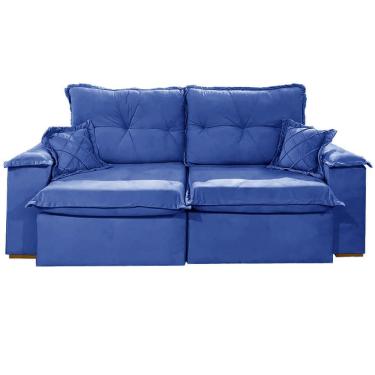 Imagem de Sofá Atlanta 4 Lugares Retrátil e Reclinável 230cm Tecido Veludo União Cor Azul