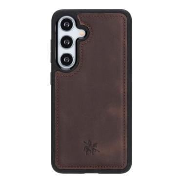 Imagem de Venito Capa Lucca para Samsung Galaxy S25, couro de flor integral feito à mão, proteção contra quedas/impactos, capa de telefone slim fit, 6,2 polegadas, marrom café