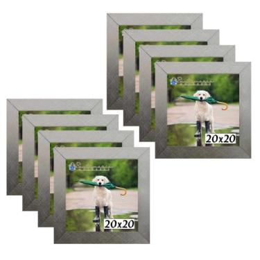 Imagem de Kit 8 Porta Retrado Molduras 20x20 Prateado - Santamaria Molduras