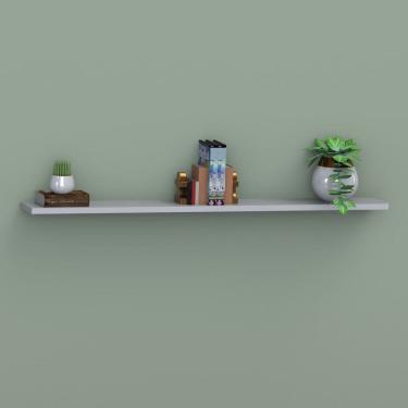 Imagem de Prateleira Suspensa Uno Line P/Decoração de Ambientes Sala de Estar Quarto Cozinha 160cm Branco - Olivar Móveis