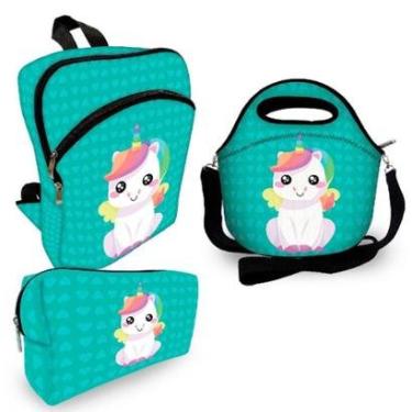 Imagem de Kit Escolar Plus com Mochila Plus + Lancheira + Necessaire Plus - ISOPRENE - Unicórnio Bebê-Unissex