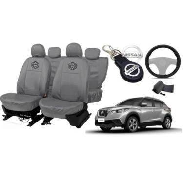 Imagem de Kit capa couro cinza Kicks 16-23+volante esportivo - ferro tech