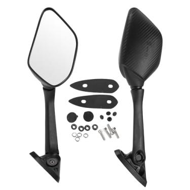 Imagem de INFINAUTO Espelhos retrovisores de motocicleta suporte de espelhos laterais frontais para YAMAHA YZF R3 2015-2017 Padrão de fibra de carbono plástico de alumínio preto ajustável