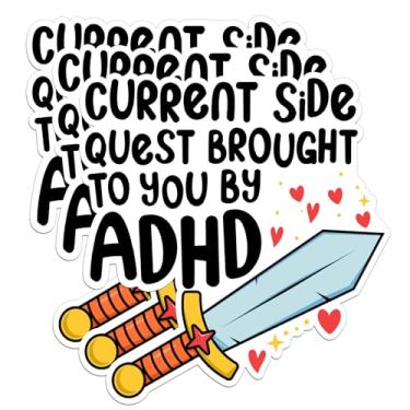 Imagem de Conjunto de 3 peças de 7,6 cm - Current Side Quest Brought to You by ADHD Sticker Anxious Crippling Anxiety Overthinking Decalque de vinil à prova d'água para garrafas de água Tumbler Laptop Hard Hat