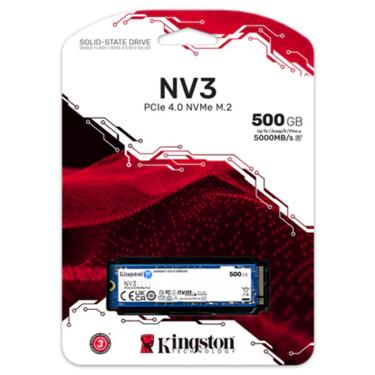 Imagem de SSD 500GB Kingston NV3, M.2 2280, NVMe PCIe 4.0 x4, Leitura 5000MB/s, Gravação 3000MB/s - SNV3S/500G