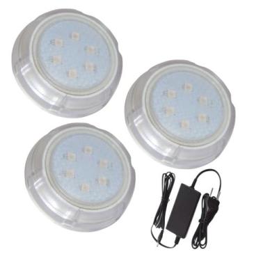 Imagem de Kit 3 Refletor Piscina Hiper LED 9W Branco Policarbonato - Brustec