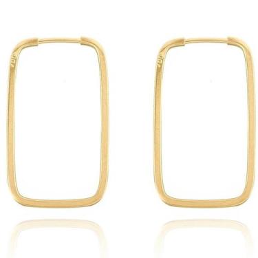 Imagem de Brinco Argola Quadrada Retangular 2.7cm Em Ouro 18k 750 - DR Joias