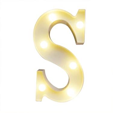 Imagem de LEDs de Alfabetos Leves, Brancos Quentes Constantes Luminárias de Luz Brilhante Assinam Luz para o Engajamento Decoração de Casamento da Festa (S)
