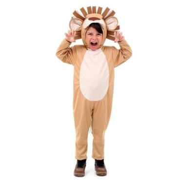 Imagem de Fantasia Leão Infantil Safári Completa com Juba Animais Sulamericana, 