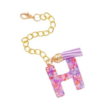 Imagem de HAPPYLIVE SHOPPING Acessórios de letras para copo Stanley, corrente de garrafa de água com letra, 1 peça de chaveiro fofo com pingente com borla para Stanley Tumbler para mulheres, Resina epóxi