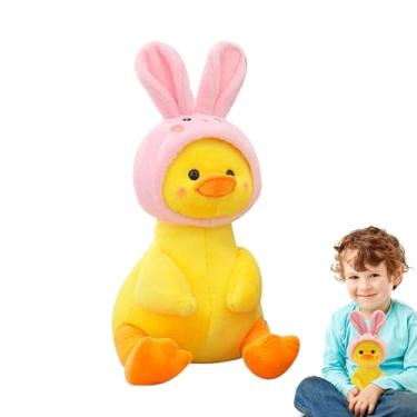 Imagem de Pato empalhado, pato abafado, Doll de pato amarelo de 9,84 polegadas com chapéu, Coisas de decoração, travesseiro de brinquedo, almofadas de sofá, amiga de bebê para dormir para todas as idades