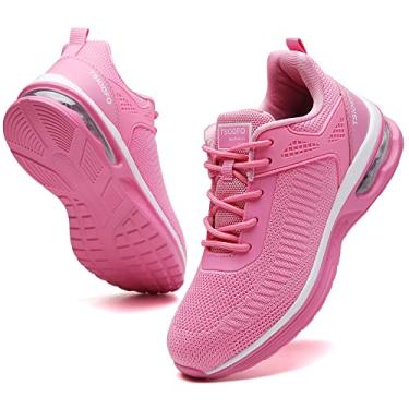 Imagem de SKDOIUL Tênis feminino esportivo para corrida e caminhada, rosa, 7