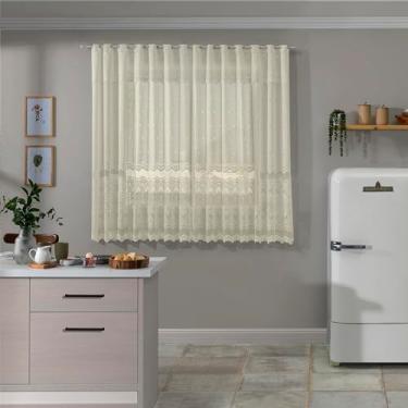 Imagem de CORTINA DE RENDA PARA COZINHA COM BANDÔ CLÁSSICA MARFIM ARABESCO 2,20M X 1,20M X 30CM