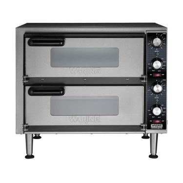Imagem de Forno de Pizza de 2 Andares com Porta Dupla, Temporizadores Separados e Plugue de 6 a 20 Fases, 240V 3500W, Waring WPO350, Prata