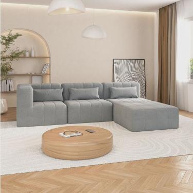 Imagem de Sofá Modular de Canto 02 Poltronas 01 Canto e 01 Puff Easybox CabeCasa MadeiraMadeira