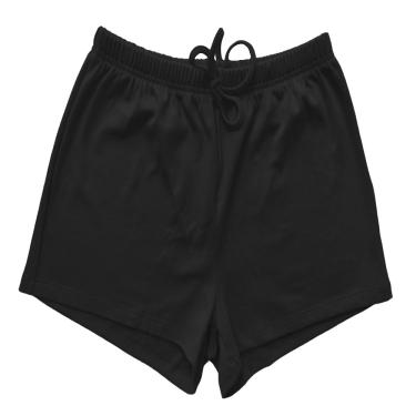 Imagem de SHORTS FEMININO  EM MALHA DE RIBANA , COM CADARÇO CINTURA, LISA, COR CINZA MARCA BASIC +, TAMANHO P