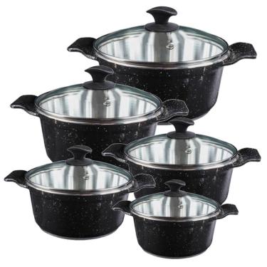 Imagem de Jogo Panelas Preto Liso Alumínio Usinado Javali Aa 16 A 24