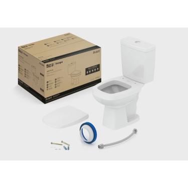 Imagem de Kit de Bacia com Caixa Assento pp com Queda Amortecida e Complementos de Instalação Avant Roca I
