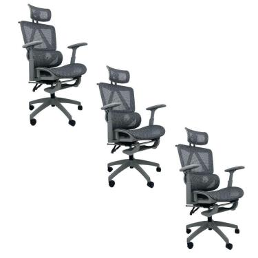 Imagem de Kit 3 Cadeiras de Escritório Presidente Executiva Oficial Titan Cinza
