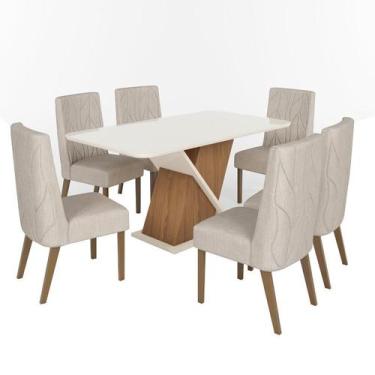 Imagem de Mesa Jantar Solus 160 6 Cadeiras Eloa Linho - Henn