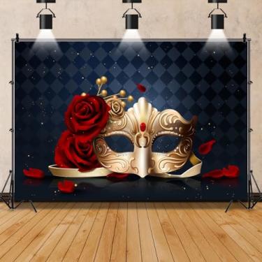 Imagem de Máscara dourada de 3 x 2,4 m de fundo carnaval carnaval vermelho rosa preta carnaval fantasia festa de aniversário faixa noite fora do pijama decoração de fundo de fotos adereços de cabine de estúdio