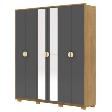 Imagem de Guarda Roupa Casal 203cm Com Espelho Noronha Nature/Alasca - Vila Rica