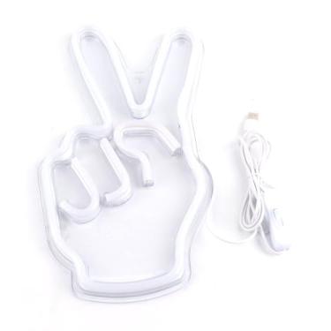 Imagem de Xcello Luz de sinal neon Victory Gesture alimentada por USB, perfeita para quarto e mais