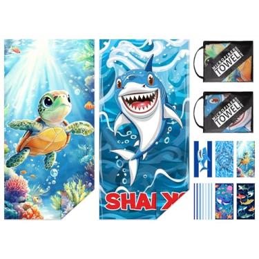 Imagem de NIBESSER Pacote com 2 toalhas de praia infantis para meninas e meninos 76 cm x 152 cm, toalhas de banho de microfibra de secagem rápida, sem areia, leves e absorventes, toalhas de banho de viagem para