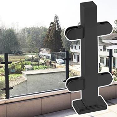 Imagem de Balaustradas postes de balaustrada, postes de vidro quadrados, sistema de corrimão para degraus exteriores de alta resistência, kit de conectores de balaústre para painel de vidro/plástico/madeira/PV