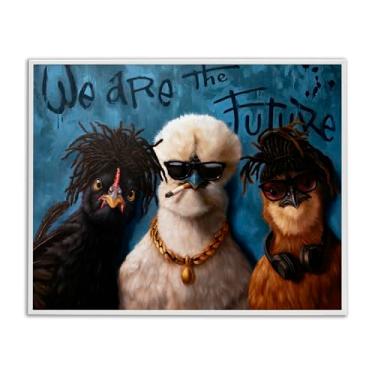 Imagem de Stupell Industries Arte giclée emoldurada branca We Are The Future Birds, design de Lucia Heffernan, 76 x 61 cm