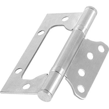 Imagem de HAKZEON Dobradiças de porta sem encaixe, 24 peças, 10 x 7 cm, dobradiças de porta de armário de aço inoxidável com parafusos de montagem completos, movimento silencioso e superfície lisa escovada, prata