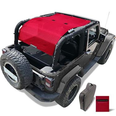 Imagem de Shadeidea Protetor solar para Jeep Wrangler JK (2007-2018) 2 portas protetor solar superior frontal + traseira + porta-malas vermelho cereja bloqueio UV com bolsa de armazenamento de armazenamento com bolsa de armazenamento – 10 anos de garantia