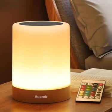 Imagem de Auxmir Luminária de Mesa de LED com 13 Cores RGB, Recarregável por USB, Controle Remoto, Ajustável, Regulável, Lâmpada Portátil para Quarto de Cama