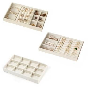 Imagem de Porta Jóias de Veludo para Closet Gavetas Bandeja Organizador de Bijuterias Anel Brinco Relógio Pulseira e Colares (KIT BANDEJA 1, 3 E 4 (3 UNIDAD)