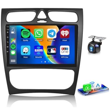Imagem de Rádio 4+64G para 4 portas para Mercedes Benz C Class W203 C200 C320 C350 CLK W209 S203 A209 00-05 Android sem fio CarPlay Android Auto, 22.9 cm IPS Car Stereo BT5.0, GPS, WiFi, SWC, 32EQ DSP + Câmera