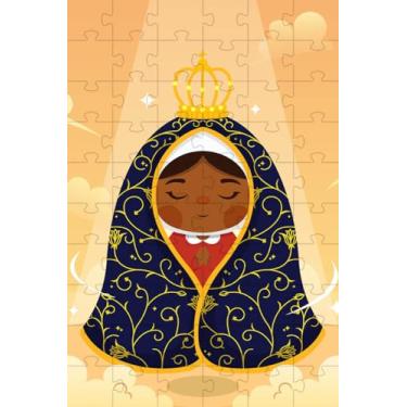 Imagem de Quebra-Cabeças Infantil Nossa Senhora Aparecida de 40 peças MDF com o Terço