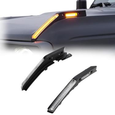 Imagem de Mabett Luz de mira de trilha com luzes marcadoras integradas para Ford Bronco 2021–2025, luz de LED para capô de atualização adequada para acessórios Bronco 2/4 portas, seta e iluminação de marcador