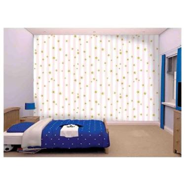 Imagem de Papel De Parede Estrelas Listras Rosa Branco Azs95 - Você Decora