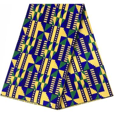 Imagem de HongyuAmy Tecido De Cera Com Estampa Africana, 6 Jardas, Ankara Kente, Faça Você Mesmo, Artesanato E Costure Vestidos Festa (Cor L)