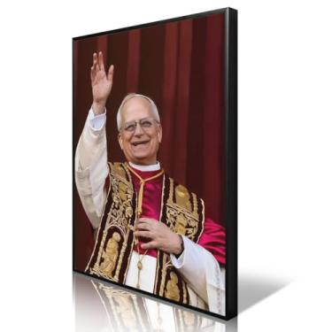 Imagem de Arte de parede em tela Papa Leão Xiv, pôster de imagem religiosa católica, pintura impressa do Papa Francisco acenando para sala de oração da igreja, decoração de parede de casa cristã 40 x 61 cm sem