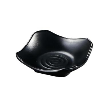 Imagem de Prato de molho preto simples e delicado quadrado esmaltado retrô - prato quadrado de 14 cm