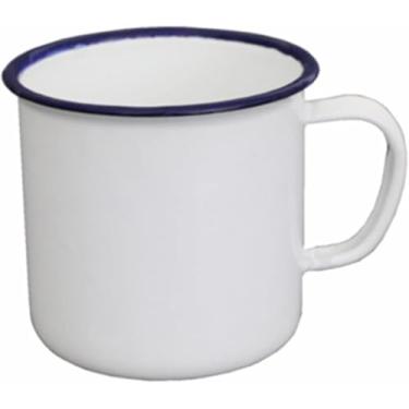Imagem de Caneca de chá de café esmaltada branca, canecas esmaltadas para casa/escritório/viagem/acampamento, canecas de café portáteis reutilizáveis para atividades de jantar internas e externas